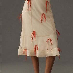 Anthropologie Maeve Ribbon Midi Skirt